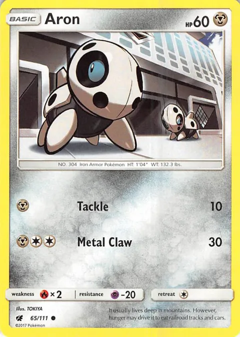 Aron #65/111 Reverse Holofoil Pokémon card from SM - Crimson Invasion