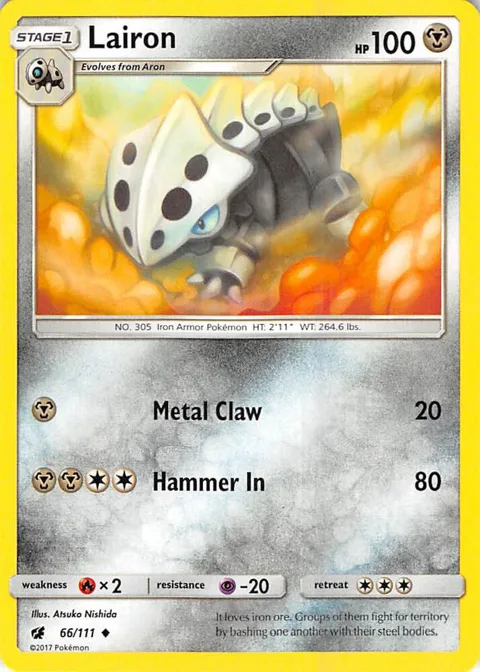 Lairon #66/111 Pokémon card from SM - Crimson Invasion