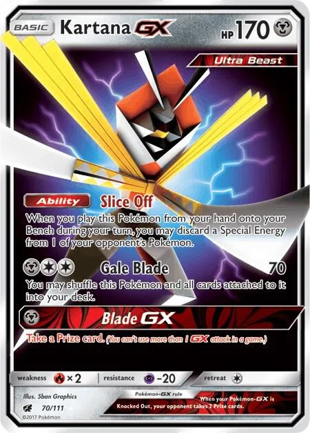 Kartana GX #70/111 Holofoil Pokémon card from SM - Crimson Invasion
