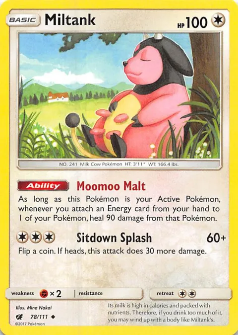 Miltank #78/111 Pokémon card from SM - Crimson Invasion