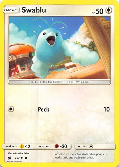 Swablu #79/111 Reverse Holofoil Pokémon card from SM - Crimson Invasion