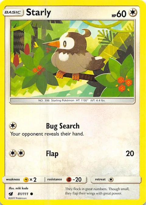 Starly #81/111 Reverse Holofoil Pokémon card from SM - Crimson Invasion