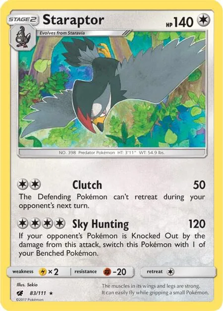 Staraptor #83/111 Reverse Holofoil Pokémon card from SM - Crimson Invasion