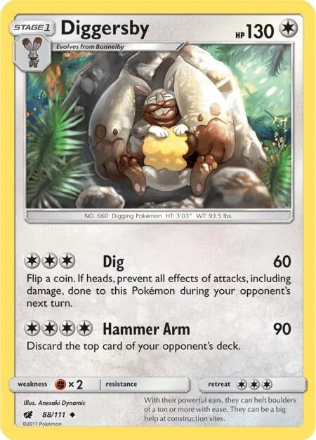 Diggersby #88/111 Reverse Holofoil Pokémon card from SM - Crimson Invasion