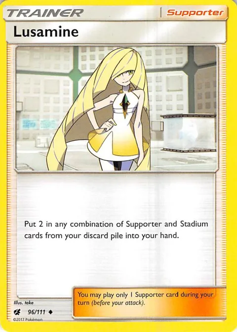 Lusamine #96/111 Pokémon card from SM - Crimson Invasion