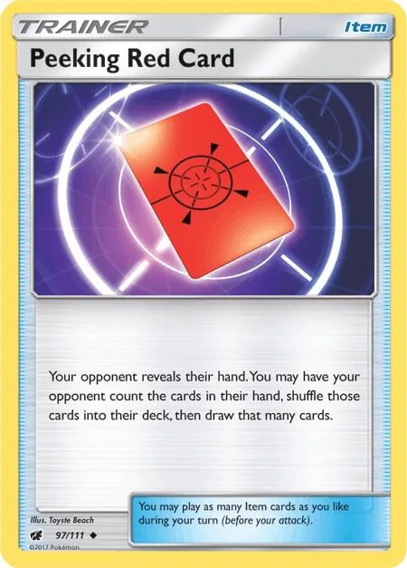 Peeking Red Card #97/111 Reverse Holofoil Pokémon card from SM - Crimson Invasion