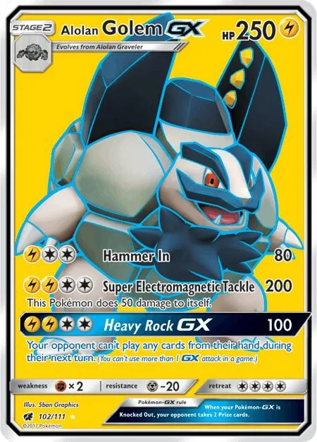 Alolan Golem GX Full Art #102/111 Holofoil Pokémon card from SM - Crimson Invasion