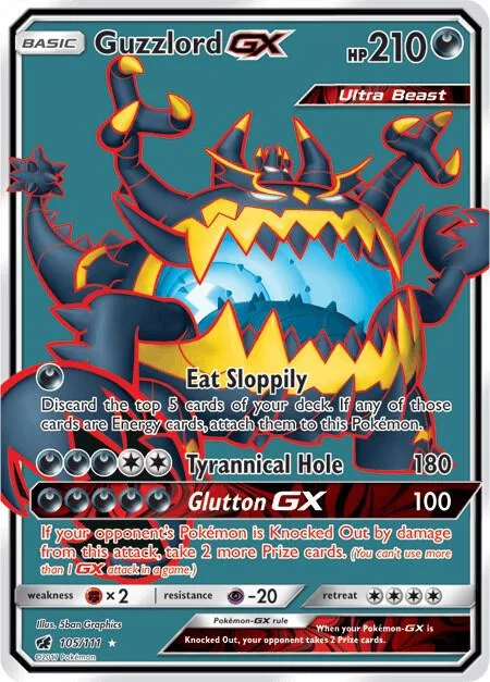 Guzzlord GX Full Art #105/111 Holofoil Pokémon card from SM - Crimson Invasion