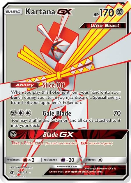 Kartana GX Full Art #106/111 Holofoil Pokémon card from SM - Crimson Invasion