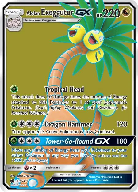 Alolan Exeggutor GX Full Art #107/111 Holofoil Pokémon card from SM - Crimson Invasion