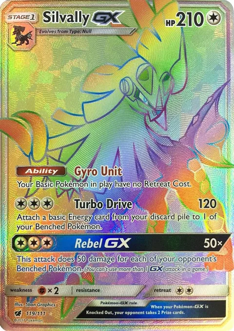 Silvally GX Secret Rare #119/111 Holofoil Pokémon card from SM - Crimson Invasion