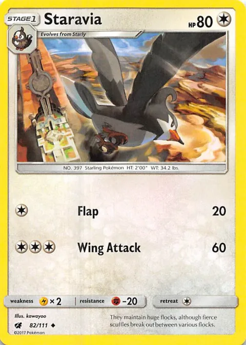 Staravia #82/111 Reverse Holofoil Pokémon card from SM - Crimson Invasion