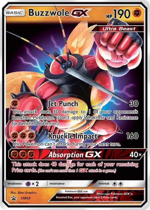 Buzzwole GX #SM69 Holofoil Pokémon card from SM Promos