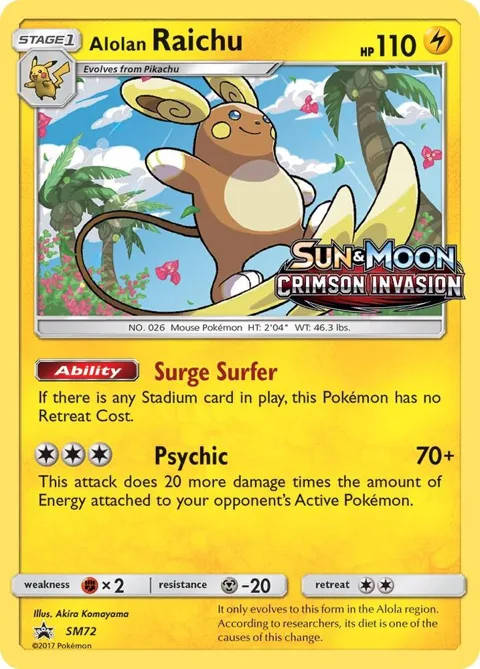 Alolan Raichu - SM72 Prerelease #SM72 Holofoil Pokémon card from SM Promos