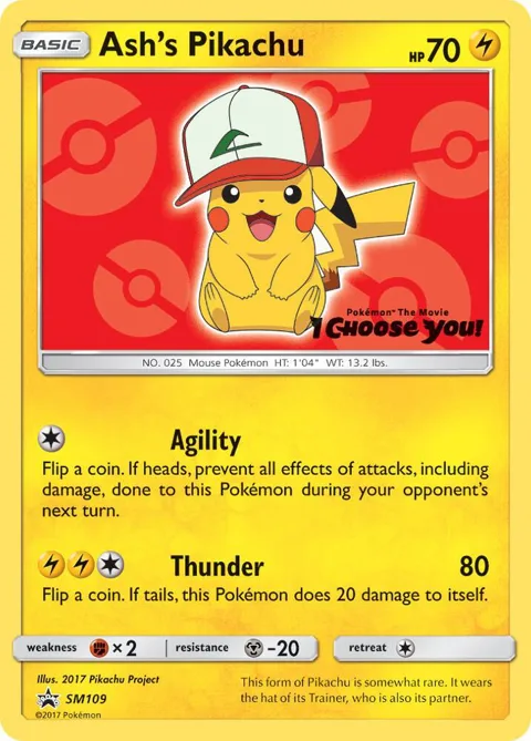 Ash's Pikachu #SM109 Pokémon card from SM Promos