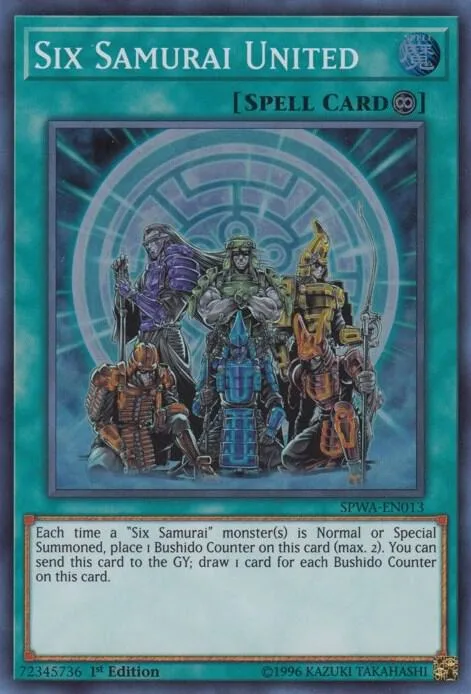 Six Samurai United SPWA-EN013 Yu-Gi-Oh card from Spirit Warriors