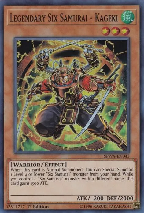 Legendary Six Samurai - Kageki SPWA-EN043 Yu-Gi-Oh card from Spirit Warriors