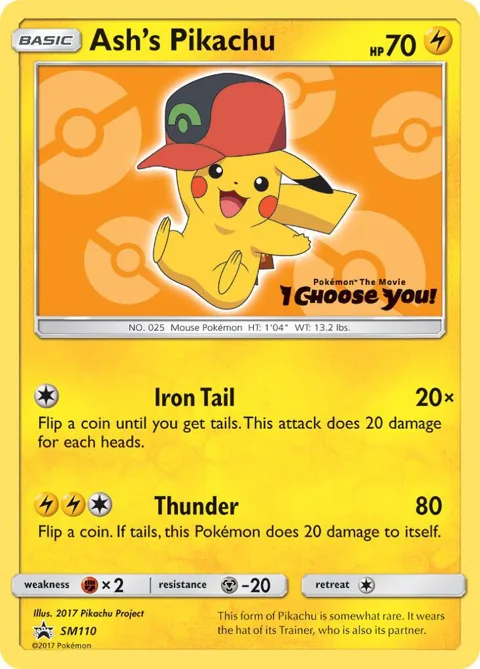 Ash's Pikachu #SM110 Pokémon card from SM Promos