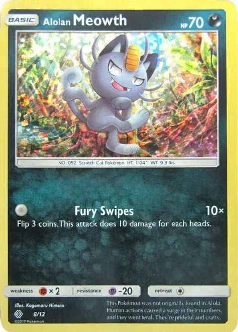 Alolan Meowth - 8/12 #008/012 Holofoil Pokémon card from McDonald's Promos 2017