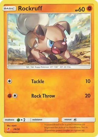 Rockruff #29 #29/30 Pokémon card from SM Trainer Kit: Lycanroc & Alolan Raichu