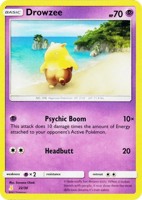 Drowzee #22/30 Pokémon card from SM Trainer Kit: Lycanroc & Alolan Raichu