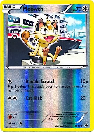 Meowth - 80/99 Mirror Reverse Holo #080/099 Reverse Holofoil Pokémon card from Miscellaneous Cards & Products