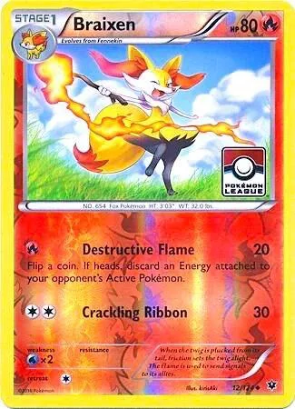 Braixen - 12/124 Pokemon League #012/124 Reverse Holofoil Pokémon card from League & Championship Cards