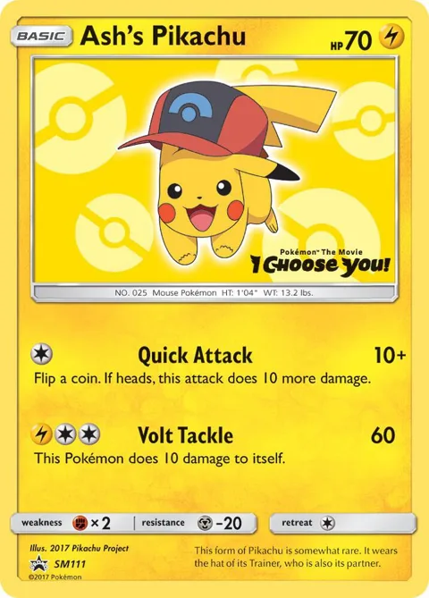 Ash's Pikachu #SM111 Pokémon card from SM Promos