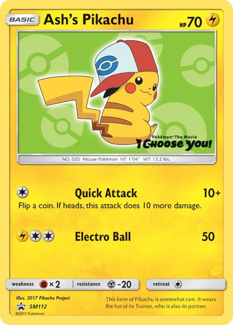 Ash's Pikachu #SM112 Pokémon card from SM Promos