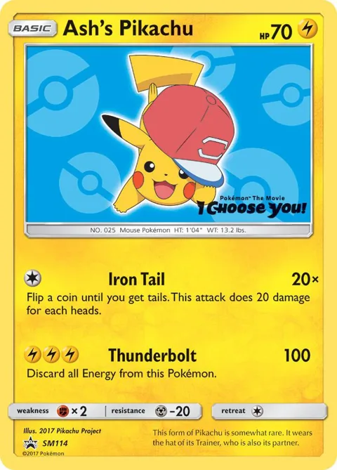 Ash's Pikachu #SM114 Pokémon card from SM Promos