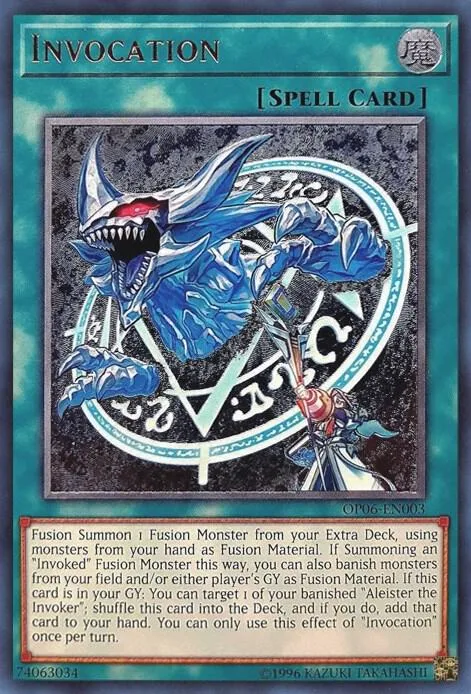 Invocation Ultimate Rare OP06-EN003 Yu-Gi-Oh card from OTS Tournament Pack 6