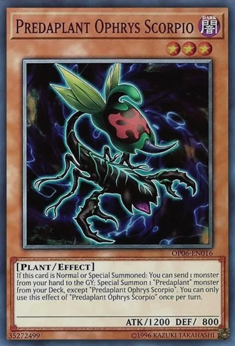 Predaplant Ophrys Scorpio OP06-EN016 Yu-Gi-Oh card from OTS Tournament Pack 6