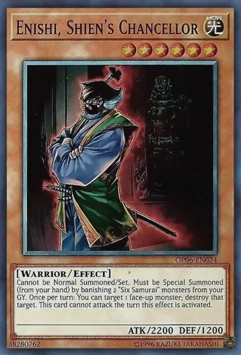 Enishi, Shien's Chancellor OP06-EN024 Yu-Gi-Oh card from OTS Tournament Pack 6
