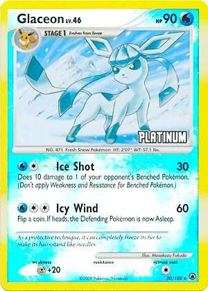 Glaceon - 20/100 [Platinum] #020/100 Reverse Holofoil Pokémon card from Burger King Promos