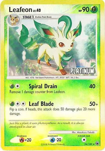 Leafeon - 24/100 [Platinum] #024/100 Reverse Holofoil Pokémon card from Burger King Promos