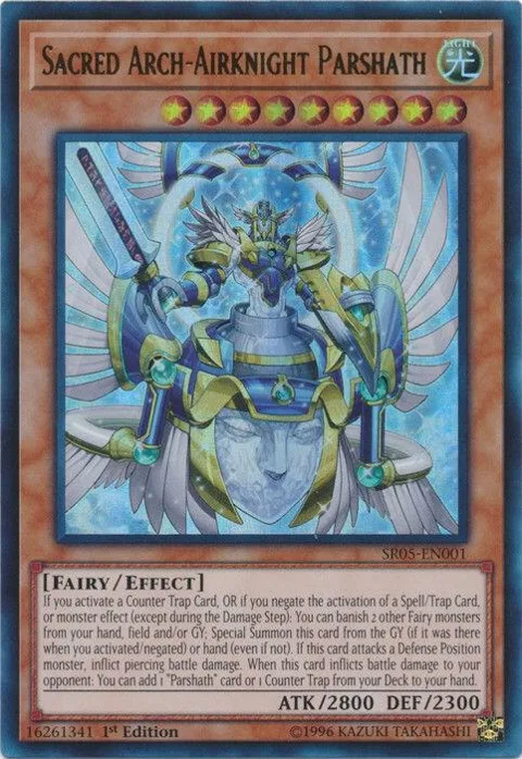 Sacred Arch-Airknight Parshath SR05-EN001 Yu-Gi-Oh card from Structure Deck: Wave of Light