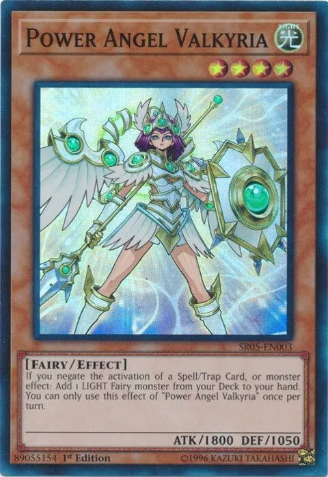 Power Angel Valkyria SR05-EN003 Yu-Gi-Oh card from Structure Deck: Wave of Light