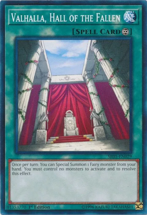 Valhalla, Hall of the Fallen SR05-EN029 Yu-Gi-Oh card from Structure Deck: Wave of Light