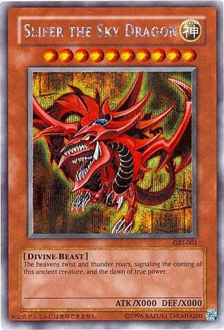 Slifer the Sky Dragon Secret Rare GBI-001 Yu-Gi-Oh card from Yu-Gi-Oh! Duel Monsters International: Worldwide Edition