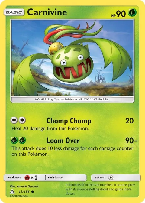 Carnivine #12/156 Reverse Holofoil Pokémon card from SM - Ultra Prism
