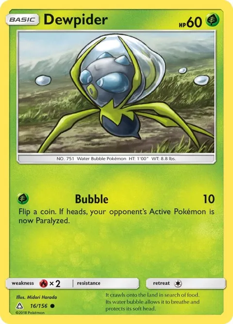 Dewpider #16/156 Reverse Holofoil Pokémon card from SM - Ultra Prism