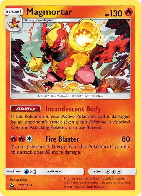 Magmortar #19/156 Reverse Holofoil Pokémon card from SM - Ultra Prism
