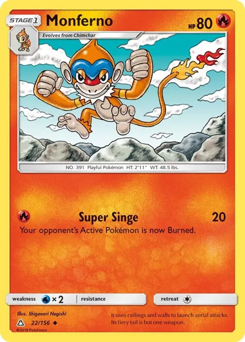 Monferno #22/156 Reverse Holofoil Pokémon card from SM - Ultra Prism