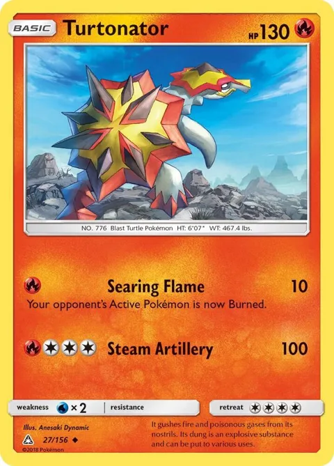 Turtonator #27/156 Reverse Holofoil Pokémon card from SM - Ultra Prism