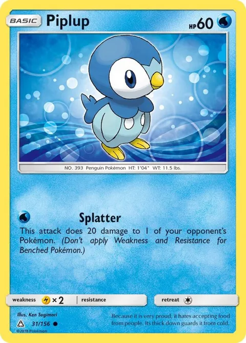 Piplup 31 #31/156 Reverse Holofoil Pokémon card from SM - Ultra Prism