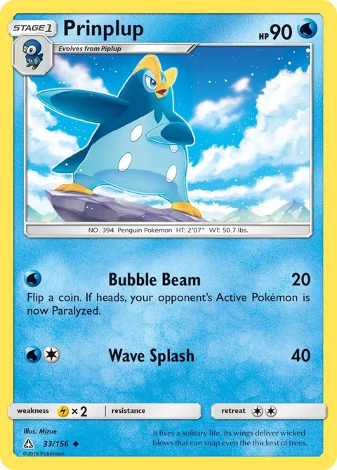 Prinplup #33/156 Reverse Holofoil Pokémon card from SM - Ultra Prism