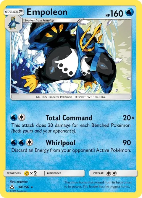 Empoleon #34/156 Reverse Holofoil Pokémon card from SM - Ultra Prism