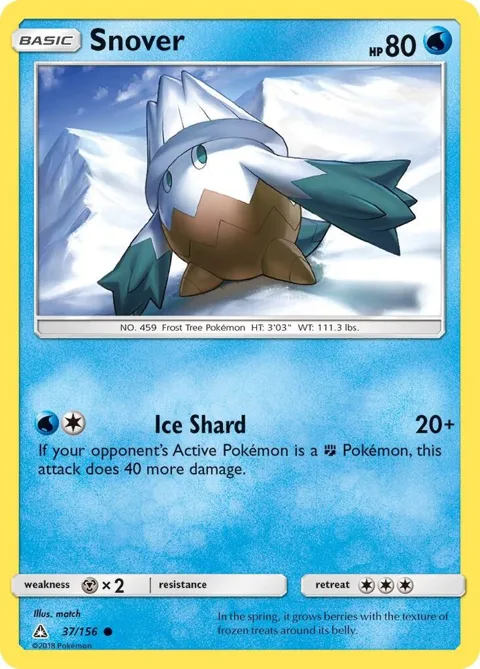 Snover #37/156 Pokémon card from SM - Ultra Prism