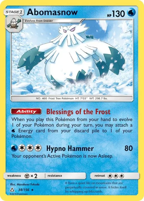 Abomasnow #38/156 Reverse Holofoil Pokémon card from SM - Ultra Prism