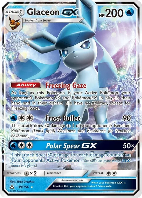 Glaceon GX #39/156 Holofoil Pokémon card from SM - Ultra Prism